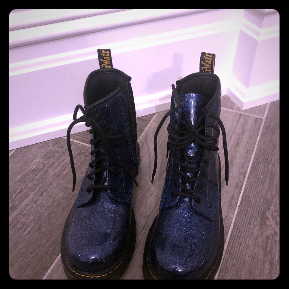 Blue Metallic Glitter Dr Martens